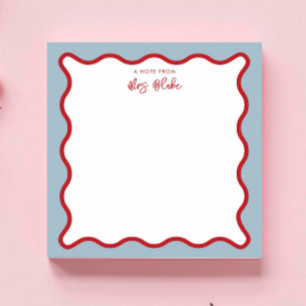 Personalised Teacher Appreciation Pink Blue Wavy Notepad