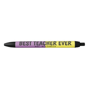 Personalised Teacher Appreciation Purple Yellow Black Ink Pen
