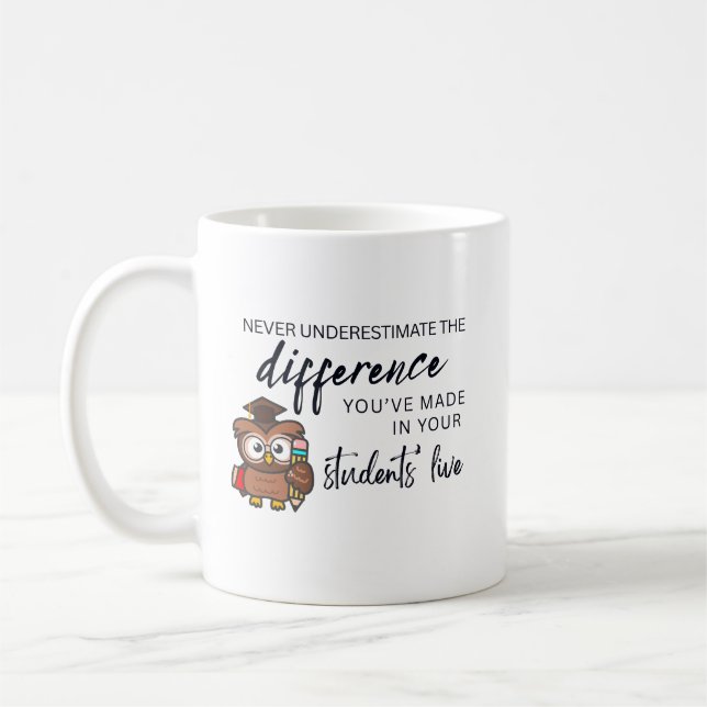 Personalised Teacher Appreciation Quote Coffee Mug (Left)
