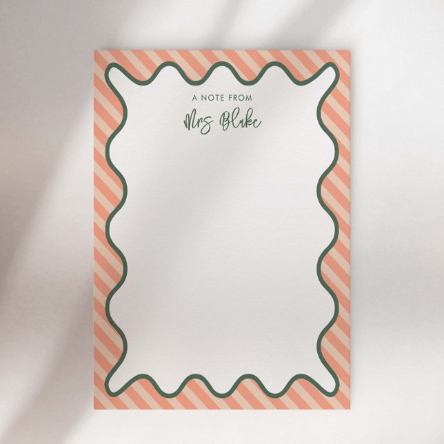 Personalised Teacher Appreciation Whimsical Wavy N Notepad (Creator Uploaded)