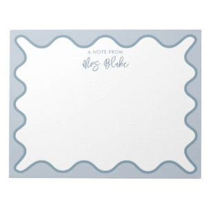 Personalised Teacher Appreciation Whimsical Wavy Notepad