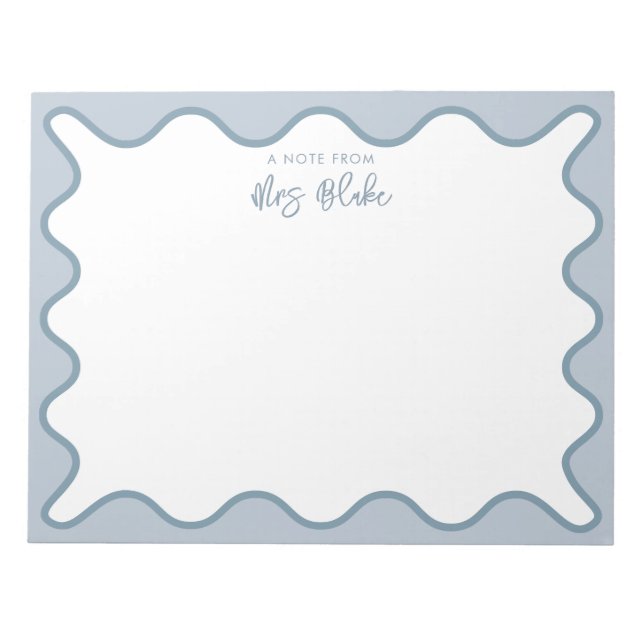 Personalised Teacher Appreciation Whimsical Wavy Notepad (Front)