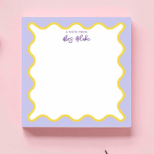 Personalised Teacher Appreciation Yellow Purple Notepad