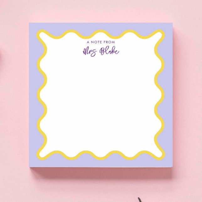 Personalised Teacher Appreciation Yellow Purple Notepad (Creator Uploaded)