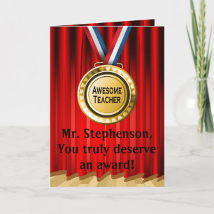 Personalised Teacher Award Appreciating Greeting Holiday Card