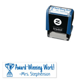 Personalised Teacher Award Winning Work Trophy Self-inking Stamp