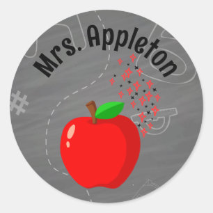 Personalised Teacher Back to school Apple  Classic Round Sticker