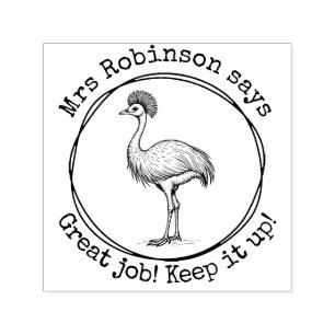 Personalised Teacher Cassowary Great Work Class Self-inking Stamp