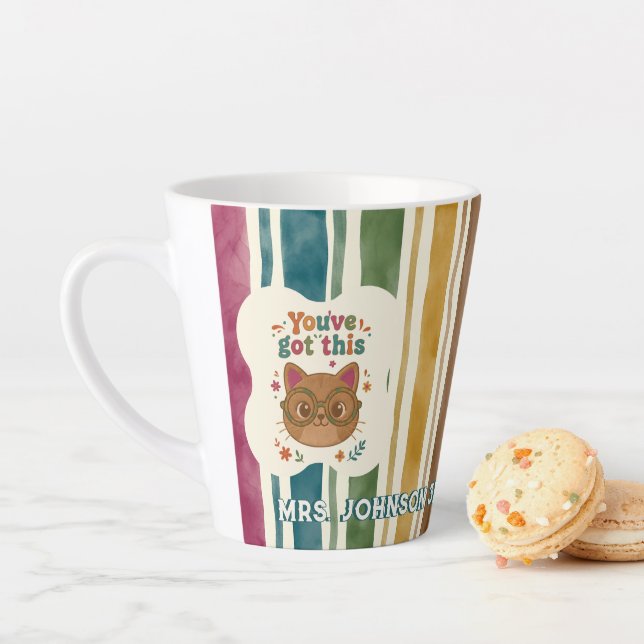 Personalised Teacher Cat Mug | Custom Name & Grade (In Situ)