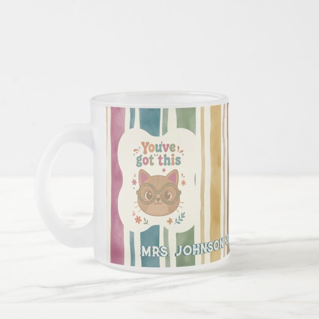 Personalised Teacher Cat Mug | Custom Name & Grade (Left)