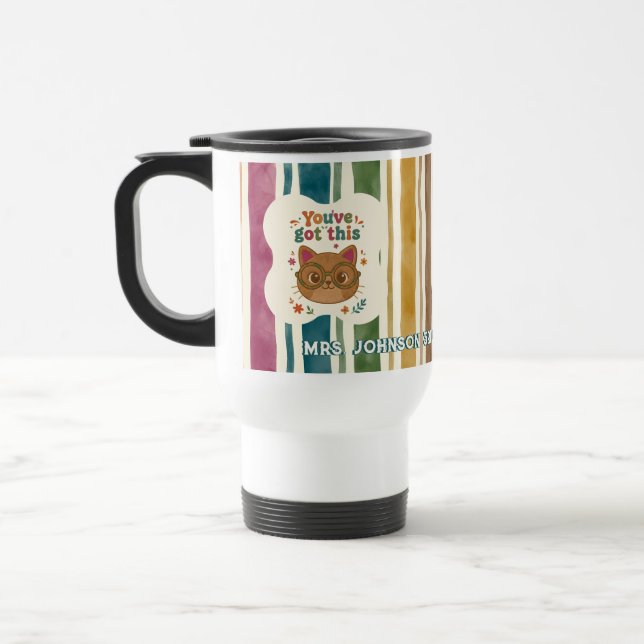 Personalised Teacher Cat Mug | Custom Name & Grade (Left)