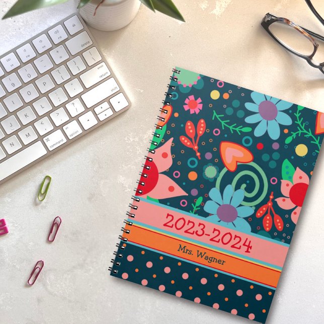 Personalised Teacher Cheerful Pretty Floral Planner (Creator Uploaded)