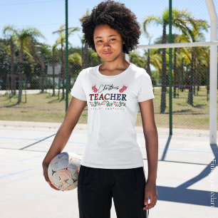 Personalised Teacher Christmas Gift Custom Name  T-Shirt