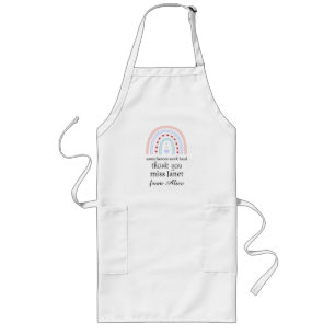 Personalised Teacher Christmas Pink Rainbow Hearts Long Apron