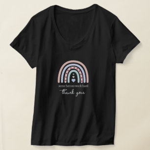 Personalised Teacher Christmas Pink Rainbow Hearts T-Shirt