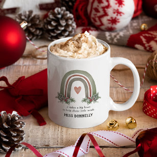 Personalised Teacher Christmas Rainbow Coffee Mug