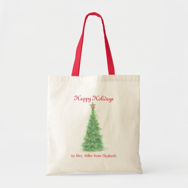 Personalised teacher Christmas Tote Bag (Front)