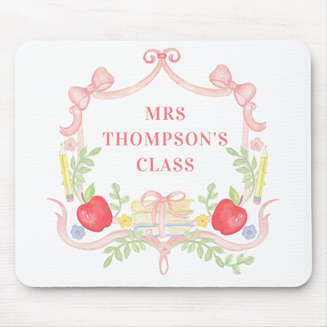Personalised Teacher | Classroom Crest Mouse Mat (Front)
