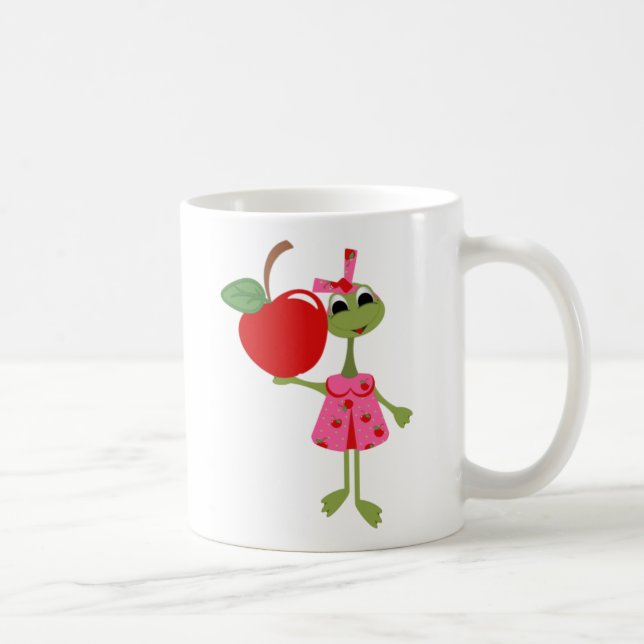 Personalised Teacher Coffee Mug-Cute Toad w/ Apple Coffee Mug (Right)