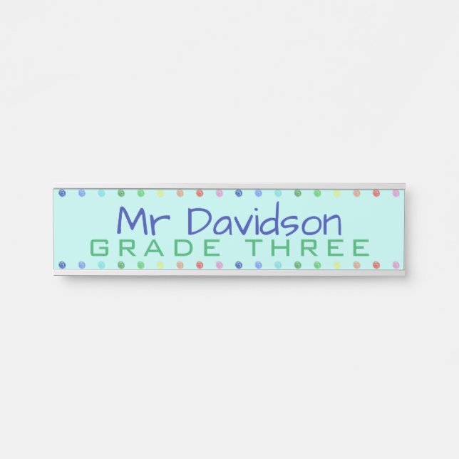 Personalised Teacher Coloured Dots Door Sign (Front)