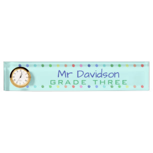Personalised Teacher Coloured Dots Nameplate