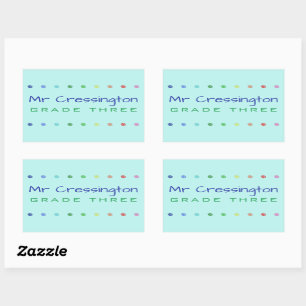 Personalised Teacher Coloured Dots Rectangular Sticker