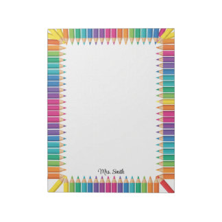 Personalised Teacher Coloured Pencil Frame Notepad