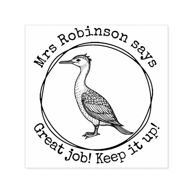 Personalised Teacher Cormorant Great Work Class Self-inking Stamp (Design)