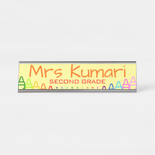 Personalised Teacher Crayon Design Desk Name Plate