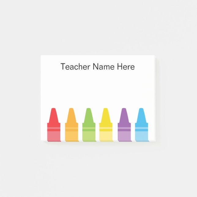 Personalised Teacher Crayon Post-it Notes (Front)