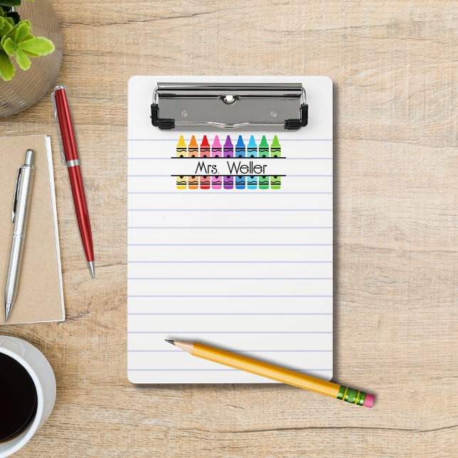 Personalised Teacher Crayon Rainbow Handprint Mini Clipboard (Creator Uploaded)