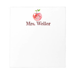 Personalised Teacher Cute Trendy Smiling Cherry Notepad