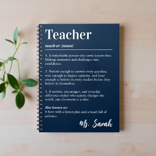Personalised Teacher Dictionary Definition Navy Notebook