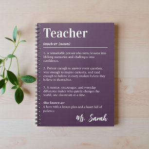 Personalised Teacher Dictionary Definition Purple Notebook