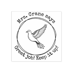 Personalised Teacher Dove Great Work Classroom Rubber Stamp