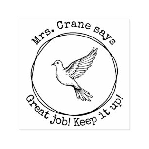 Personalised Teacher Dove Great Work Classroom Self-inking Stamp