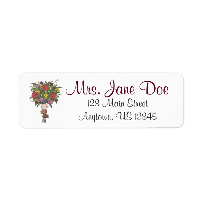 Personalised Teacher Flower Floral Bouquet Labels (Front)
