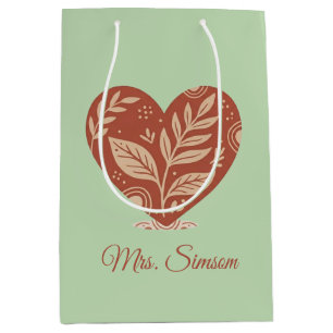 Personalised Teacher Gift Bags Red Heart