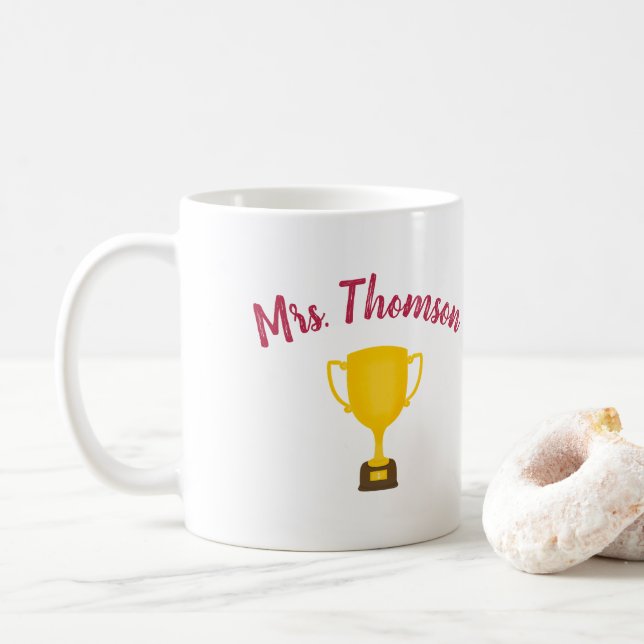 Personalised teacher gift, Best teacher ever Acryl Coffee Mug (With Donut)