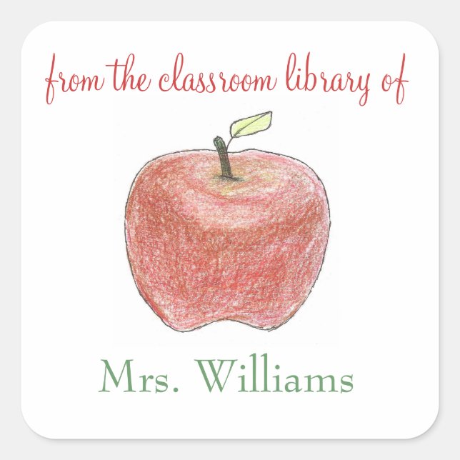 Personalised teacher gift bookplates square sticker (Front)