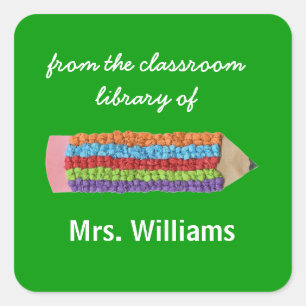 Personalised teacher gift bookplates square sticker