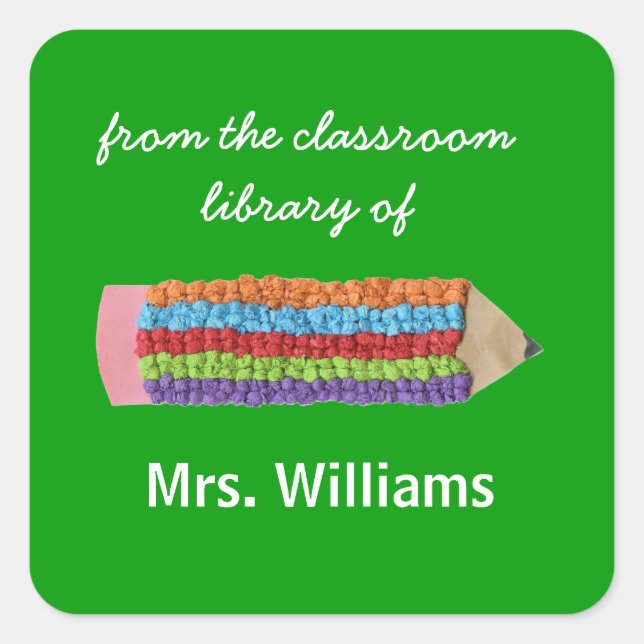 Personalised teacher gift bookplates square sticker (Front)