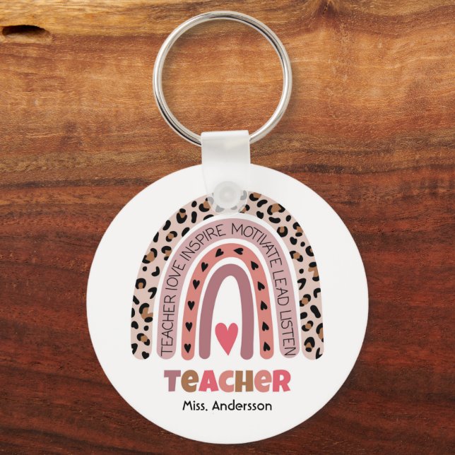 Personalised Teacher Gift, Custom Teacher Gift Key Key Ring (Front)