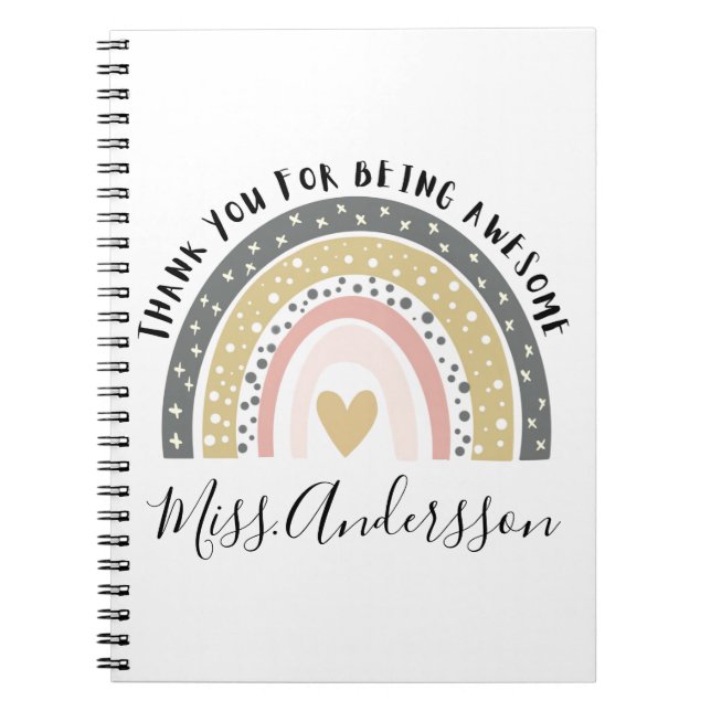 Personalised Teacher Gift, Custom Teacher Gift Notebook (Front)