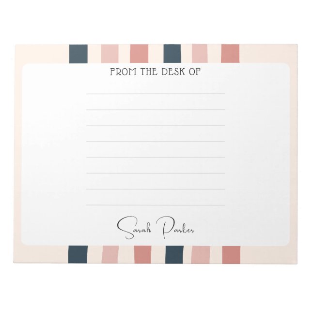 Personalised Teacher Gift From the Desk of  Notepad (Front)