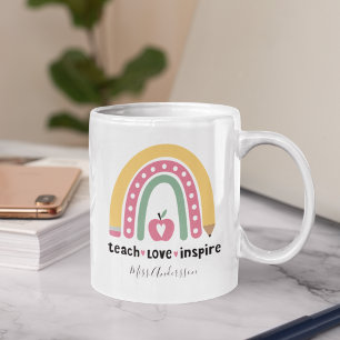  Personalised Teacher Gift, Teach Love Inspire Coffee Mug