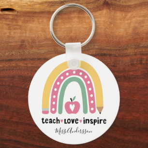  Personalised Teacher Gift Teach Love Inspire Key Ring