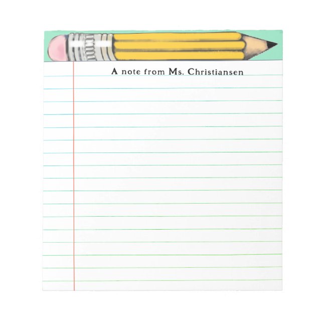 Personalised Teacher Gifts Notepad (Front)