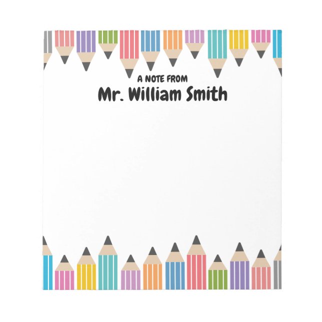 Personalised Teacher Grad Job Gift Back to School Notepad (Front)