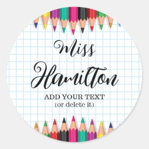 Personalised Teacher Graduation Colourful Pencils Classic Round Sticker